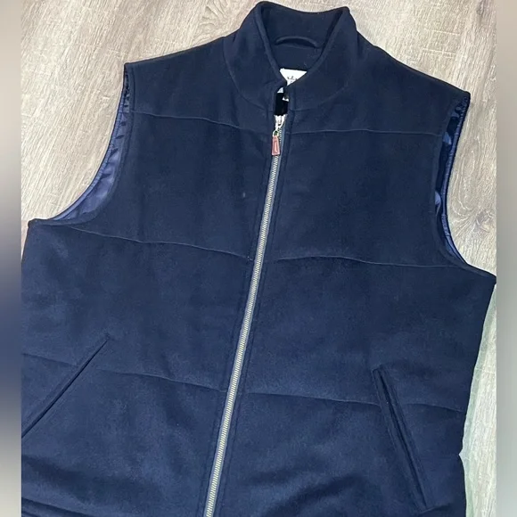 Peter Millar Large Wool Cashmere Blend Lux Insulated Dress Vest Leather Detail - Picture 4 of 11